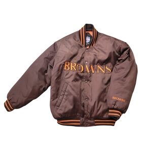 Vtg Cleveland Browns Starter Jacket Bomber Satin Size M Game Day Football NFL